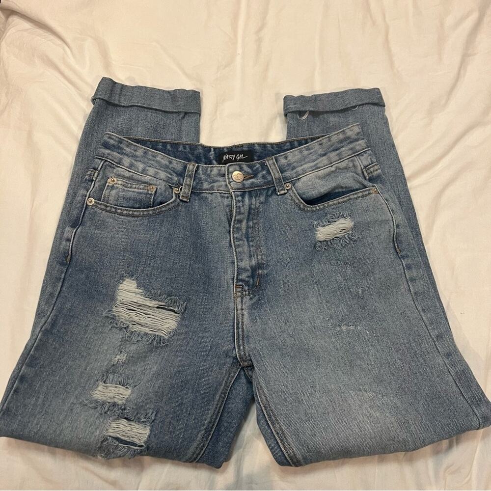 Nasty Gal Destructed Denim Boyfriend Jeans size 6 - Picture 11 of 11